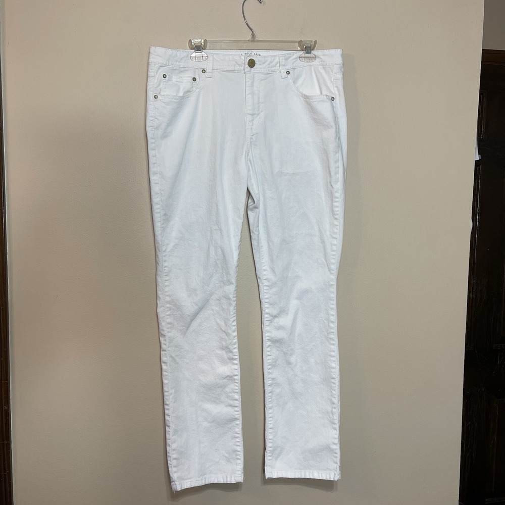 US Polo Assn Signature Straight‎ White Jeans Womens 16 Stretch Denim 276389U9
